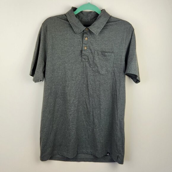 Prana Men's Heather Gray Soft Stretchy Short Sleeve Polo Shirt Single Stitch M - Picture 1 of 9